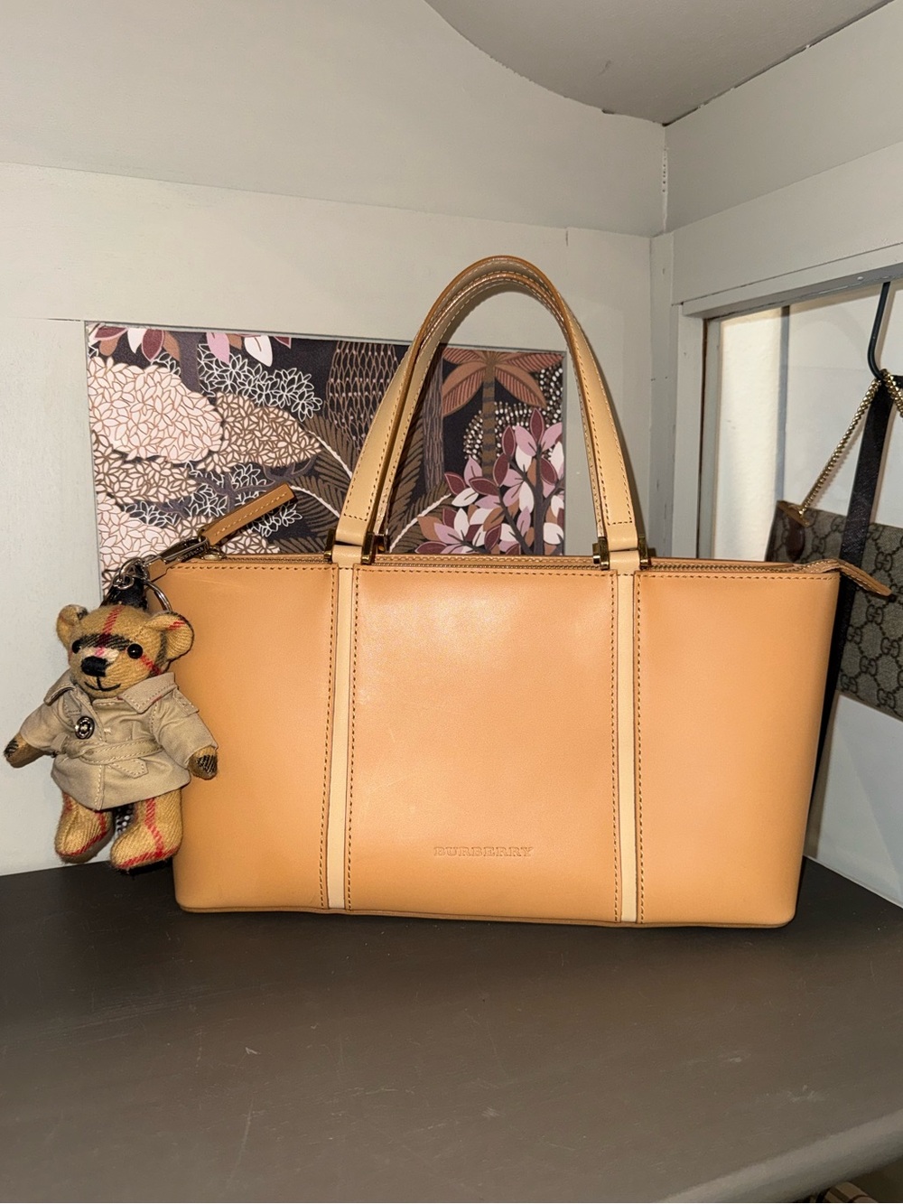 Burberry Camel Beige Triple Pocket Tote